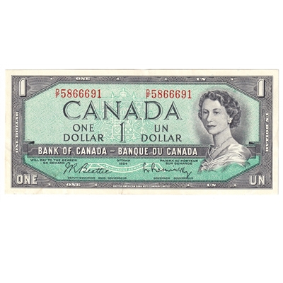 BC-37b-i 1954 Canada $1 Beattie-Rasminsky, D/F, EF