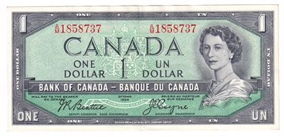 BC-37a-i 1954 Canada $1 Beattie-Coyne, A/M, EF