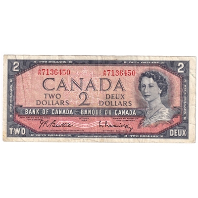 BC-38b 1954 Canada $2 Beattie-Rasminsky, A/R, F-VF