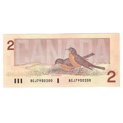 BC-55b 1986 Canada $2 Thiessen-Crow, BGJ, AU