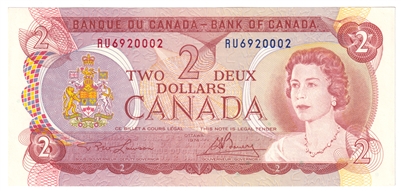 BC-47a 1974 Canada $2 Lawson-Bouey, RU, AU-UNC