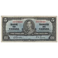 BC-23b 1937 Canada $5 Gordon-Towers, C/C, F-VF