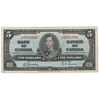 BC-23b 1937 Canada $5 Gordon-Towers, J/C, F