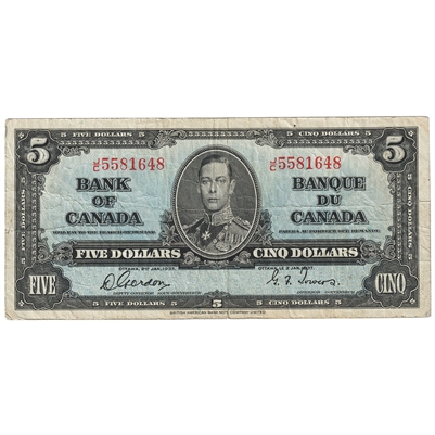 BC-23b 1937 Canada $5 Gordon-Towers, J/C, F