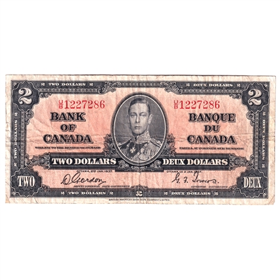 BC-22b 1937 Canada $2 Gordon-Towers, U/B, F-VF