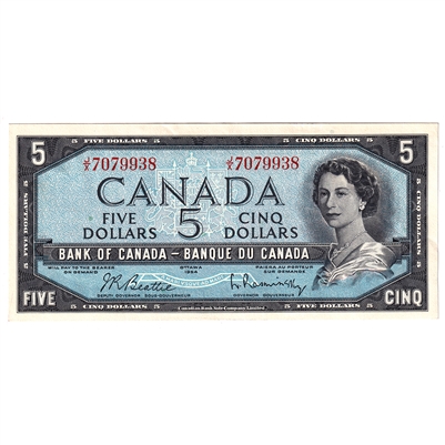 BC-39b 1954 Canada $5 Beattie-Rasminsky, J/X, AU-UNC