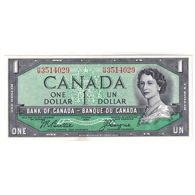BC-37a-i 1954 Canada $1 Beattie-Coyne, H/M, AU-UNC