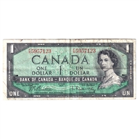 BC-37b 1954 Canada $1 Beattie-Rasminsky, F/N, Circ