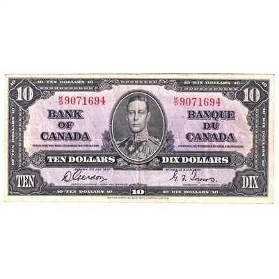 BC-24b 1937 Canada $10 Gordon-Towers, K/D, F-VF