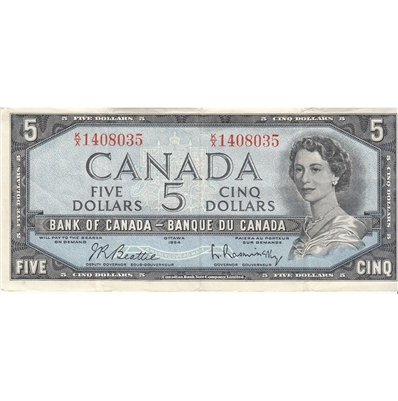 BC-39b 1954 Canada $5 Beattie-Rasminsky, K/X, VF-EF