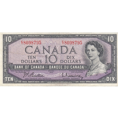 BC-40b 1954 Canada $10 Beattie-Rasminsky, E/T, VF