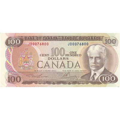 BC-52a 1975 Canada $100 Lawson-Bouey, JD, AU