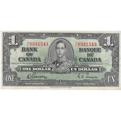 BC-21c 1937 Canada $1 Gordon-Towers, Y/L, VF