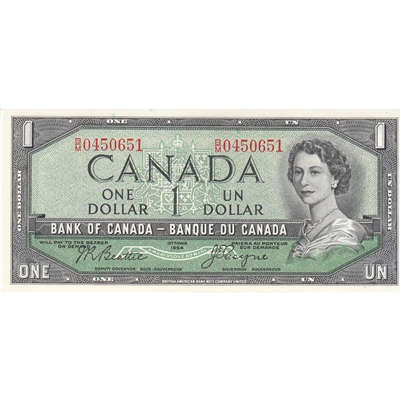 BC-37a-i 1954 Canada $1 Beattie-Coyne, B/M, CUNC