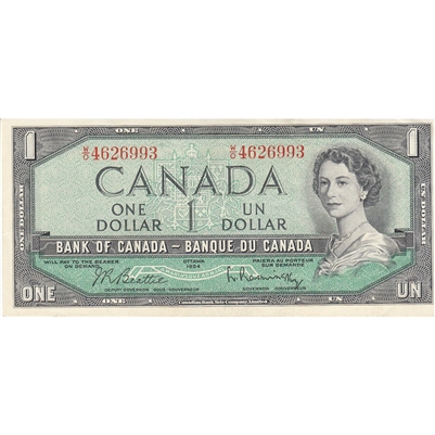 BC-37b 1954 Canada $1 Beattie-Rasminsky, W/O, AU