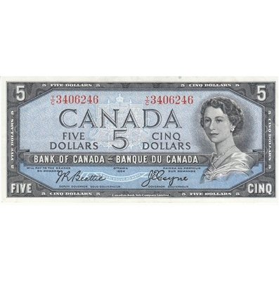 BC-39a-i 1954 Canada $5 Beattie-Coyne, Y/C, VF-EF