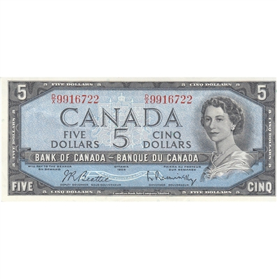 BC-39b 1954 Canada $5 Beattie-Rasminsky, D/X, AU