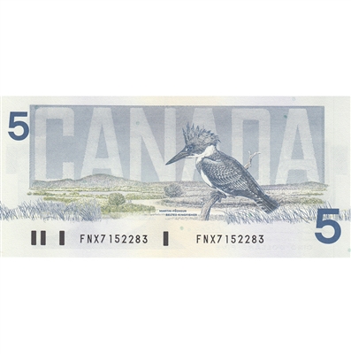 BC-56bA 1986 Canada $5 Thiessen-Crow, Small FNX, CUNC