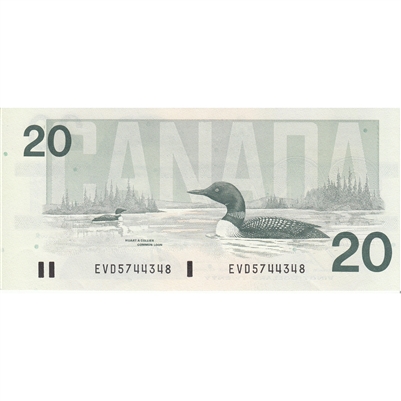 BC-58b-ii 1991 Canada $20 Bonin-Thiessen, EVD w/o BPN, AU-UNC