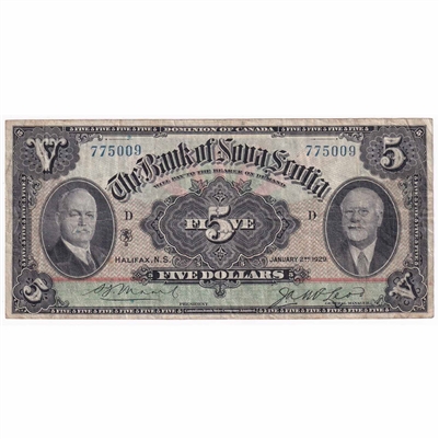 550-34-02 1929 Bank of Nova Scotia $5, Moore-McLeod, Very Fine