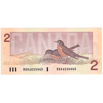 BC-55b 1986 Canada $2 Thiessen-Crow, BBK, AU-UNC