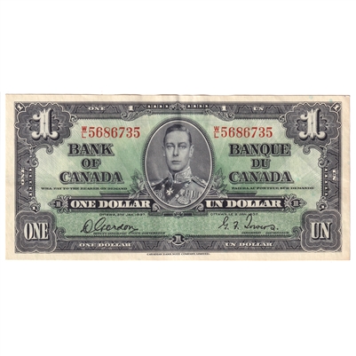BC-21c 1937 Canada $1 Gordon-Towers, W/L, EF