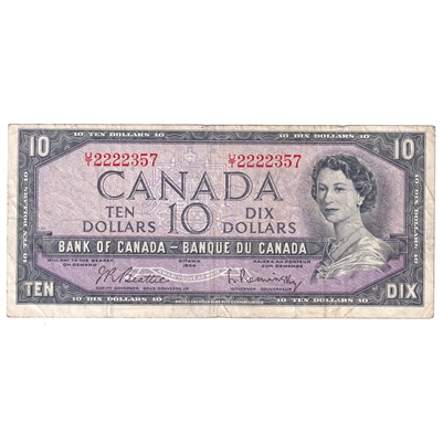 BC-40b 1954 Canada $10 Beattie-Rasminsky, U/T, F-VF