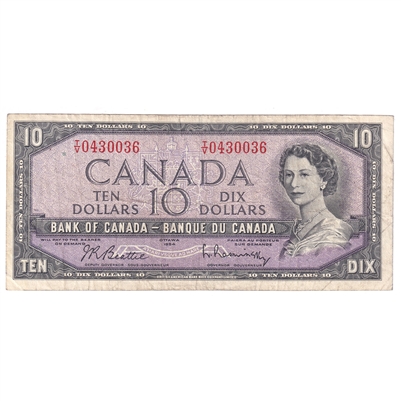 BC-40b 1954 Canada $10 Beattie-Rasminsky, T/V, F