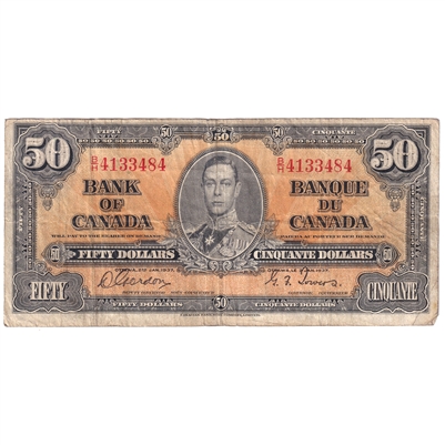 BC-26b 1937 Canada $50 Gordon-Towers, B/H, VG-F