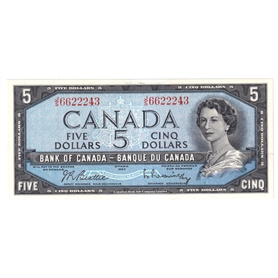 BC-39b 1954 Canada $5 Beattie-Rasminsky, J/S, UNC