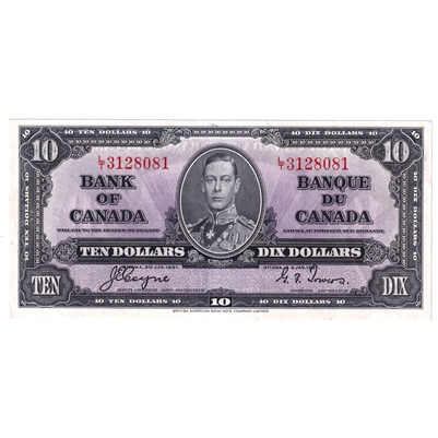 BC-24c 1937 Canada $10 Coyne-Towers, L/T, AU