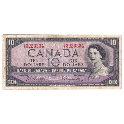 BC-40b 1954 Canada $10 Beattie-Rasminsky, S/T, F-VF