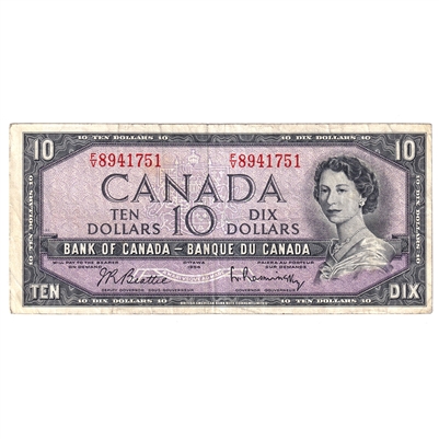 BC-40b 1954 Canada $10 Beattie-Rasminsky, F/V, F-VF