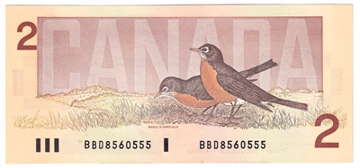 BC-55b 1986 Canada $2 Thiessen-Crow, BBD, UNC