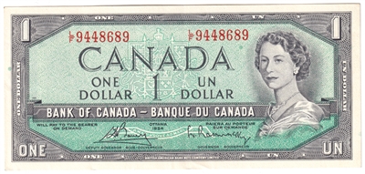 BC-37c 1954 Canada $1 Bouey-Rasminsky, L/F, EF-AU