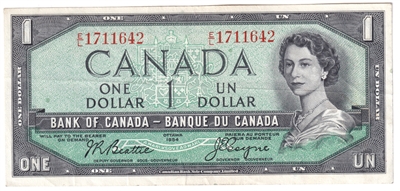 BC-37a 1954 Canada $1 Beattie-Coyne, E/L, VF-EF