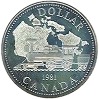 1981 Canada Trans-Canada Railway Centennial Proof .50 Silver Dollar