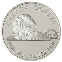 1986 Canada First Trans-Canada Train Centennial Proof .50 Silver Dollar
