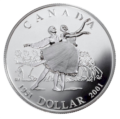 2001 Canada 50th Anniversary National Ballet Proof Sterling Silver Dollar
