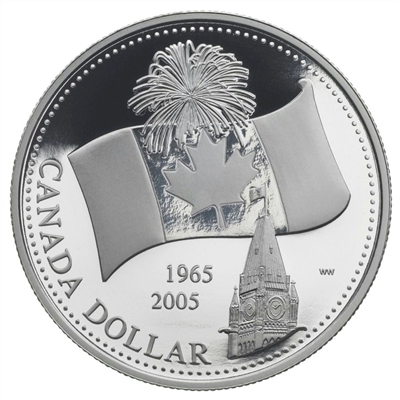 RDC 2005 Canada $1 40th Anniversary National Flag Proof Silver (No Tax) Impaired