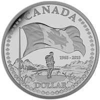 RDC 2015 $1 50th Ann. of the Canadian Flag Proof Silver Dollar (No Tax) impaired