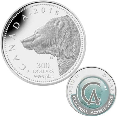 2015 Canada $300 Grizzly Bear Platinum Coin (TAX Exempt) 130594