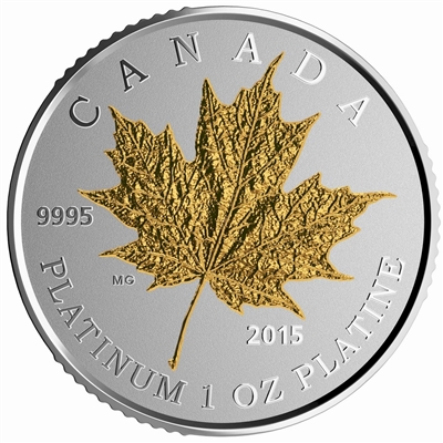 2015 Canada $300 Maple Leaf Forever Platinum (No Tax) sleeve has blemish