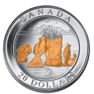 RDC 2004 Canada $20 Natural Wonders - Hopewell Rocks Fine Silver (No Tax) Impaired