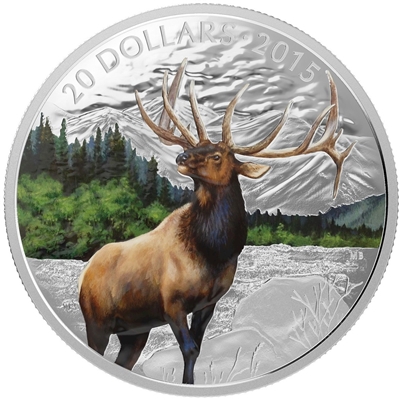 RDC 2015 Canada $20 Majestic Elk Fine Silver (No Tax) impaired sleeve