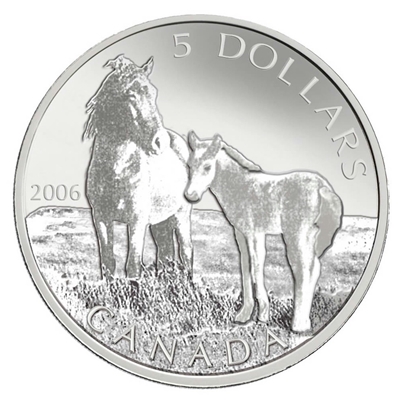 RDC 2006 Canada Sable Island Horse & Foal $5 Coin & Stamp Set (Writing on Sleeve)