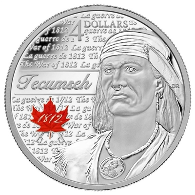 RDC 2012 Canada $4 Heroes of 1812 - Tecumseh Fine Silver (No Tax) Dented Sleeve