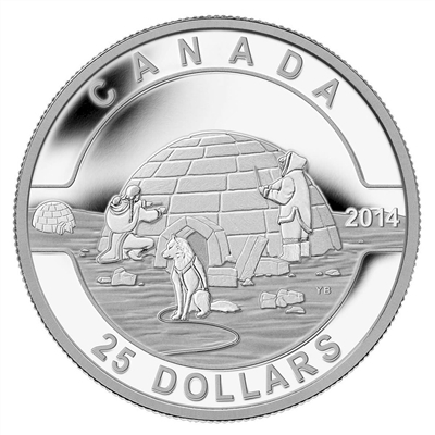 RDC 2014 $25 O Canada - The Igloo Fine Silver (No Tax) scratched capsule