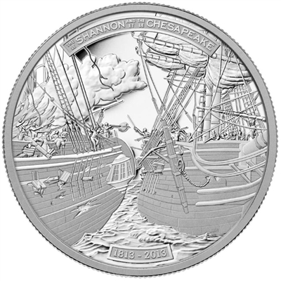 RDC 2013 Canada $50 HMS Shannon & USS Chesapeake 5oz. Silver (No Tax) Impaired