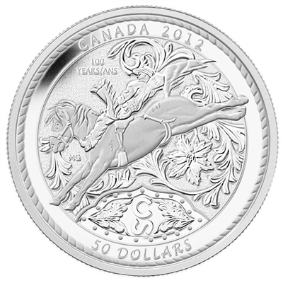 RDC 2012 Canada $50 100 Years of the Calgary Stampede 5oz. Silver (No Tax) - Impaired